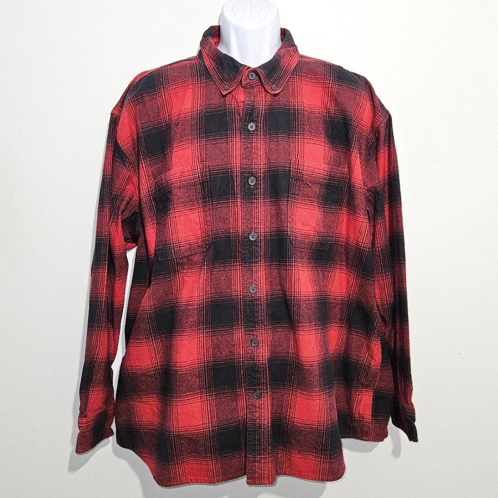 RIDGECUT TOUGHWEAR PLAID FLANNEL LONG SLEEVE‎ BUTTON DOWN COTTON SHIRT 3XL